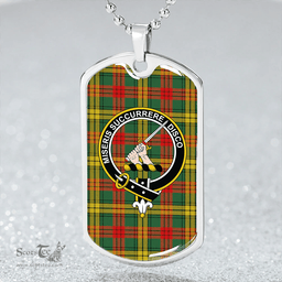 ScottishPlaid MacMillan 1946 Modern Clan Tartan Dog Tag Necklace - Crest Classic Scottish Plaid Tartan Plaid