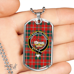 ScottishPlaid MacDonald of Glenaladale (Donald of Glenaladale) 2006 Modern Clan Tartan Dog Tag Necklace - Crest Classic Scottish Plaid Tartan Plaid