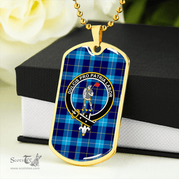 ScottishPlaid McKerrell Clan Tartan Dog Tag Necklace - Crest Classic Scottish Plaid Tartan Plaid