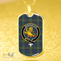 ScottishPlaid Nicolson Hunting Ancient Clan Tartan Dog Tag Necklace - Crest Classic Scottish Plaid Tartan Plaid