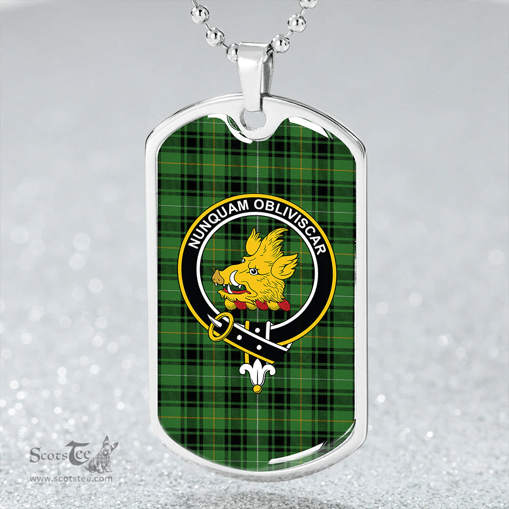 ScottishPlaid MacIver Hunting Ancient Clan Tartan Dog Tag Necklace - Crest Classic Scottish Plaid Tartan Plaid