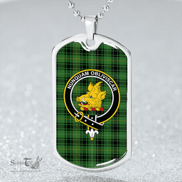 ScottishPlaid MacIver Hunting Ancient Clan Tartan Dog Tag Necklace - Crest Classic Scottish Plaid Tartan Plaid