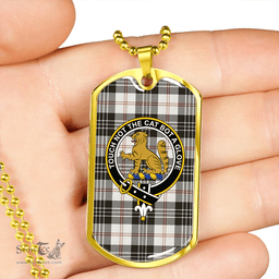 ScottishPlaid MacPherson of Cluny Black & White Clan Tartan Dog Tag Necklace - Crest Classic Scottish Plaid Tartan Plaid