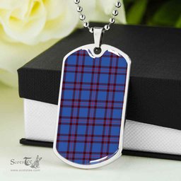 Scottish Elliot Modern Clan Tartan Dog Tag Necklace - Classic Scottish Plaid Tartan Plaid