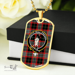 ScottishPlaid Thomson Black #2 (Thompson Black #2) Modern Clan Tartan Dog Tag Necklace - Crest Classic Scottish Plaid Tartan Plaid