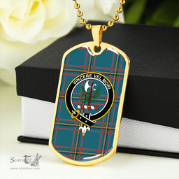 ScottishPlaid MacLaine of LochBuie Hunting (MacLaine) Ancient Clan Tartan Dog Tag Necklace - Crest Classic Scottish Plaid Tartan Plaid