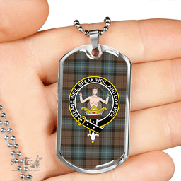 ScottishPlaid Urquhart White Lines (Urquhart Ancient) Weathered Clan Tartan Dog Tag Necklace - Crest Classic Scottish Plaid Tartan Plaid