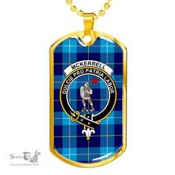 Scottish McKerrell Clan Tartan Dog Tag Necklace - Crest Classic Scottish Plaid Tartan Plaid