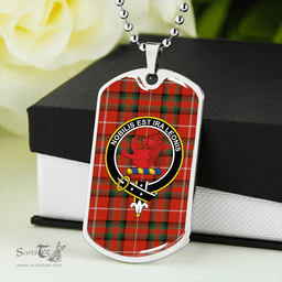 ScottishPlaid Stuart of Bute Ancient Clan Tartan Dog Tag Necklace - Crest Classic Scottish Plaid Tartan Plaid