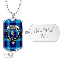 Scottish McKerrell Clan Tartan Dog Tag Necklace - Crest Classic Scottish Plaid Tartan Plaid
