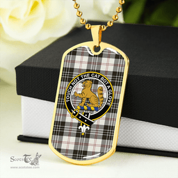 ScottishPlaid MacPherson of Cluny Black & White Clan Tartan Dog Tag Necklace - Crest Classic Scottish Plaid Tartan Plaid
