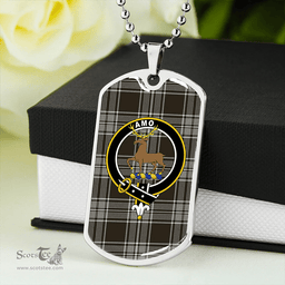 ScottishPlaid Scott Black & White Weathered Clan Tartan Dog Tag Necklace - Crest Classic Scottish Plaid Tartan Plaid