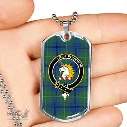 ScottishPlaid Oliphant Modern Clan Tartan Dog Tag Necklace - Crest Classic Scottish Plaid Tartan Plaid