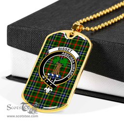 Scottish Bisset Clan Tartan Dog Tag Necklace - Crest Classic Scottish Plaid Tartan Plaid