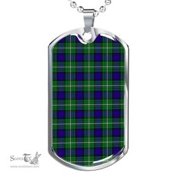 Scottish Alexander Clan Tartan Dog Tag Necklace - Classic Scottish Plaid Tartan Plaid