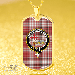 ScottishPlaid MacDougal Dress Weathered Clan Tartan Dog Tag Necklace - Crest Classic Scottish Plaid Tartan Plaid