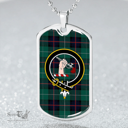 ScottishPlaid Semple Modern Clan Tartan Dog Tag Necklace - Crest Classic Scottish Plaid Tartan Plaid