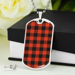 Scottish Rob Roy MacGregor Ancient Clan Tartan Dog Tag Necklace - Classic Scottish Plaid Tartan Plaid
