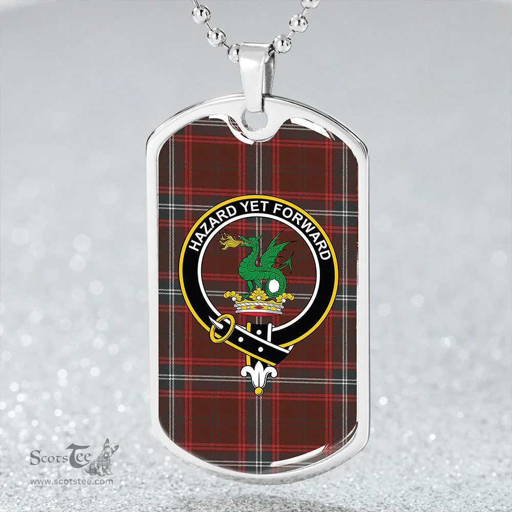 ScottishPlaid Seton Hunting Weathered Clan Tartan Dog Tag Necklace - Crest Classic Scottish Plaid Tartan Plaid