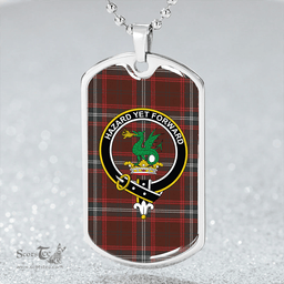 ScottishPlaid Seton Hunting Weathered Clan Tartan Dog Tag Necklace - Crest Classic Scottish Plaid Tartan Plaid