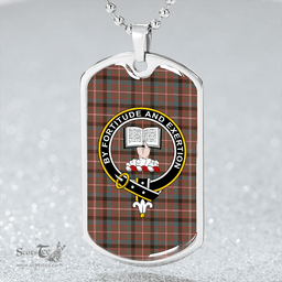 ScottishPlaid Reid Green Weathered Clan Tartan Dog Tag Necklace - Crest Classic Scottish Plaid Tartan Plaid