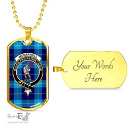 Scottish McKerrell Clan Tartan Dog Tag Necklace - Crest Classic Scottish Plaid Tartan Plaid
