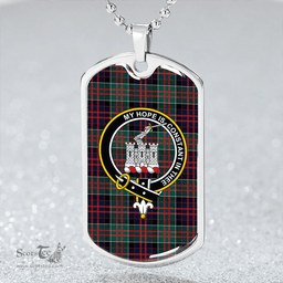 ScottishPlaid MacDonald of Clanranald #2 (MacDonald of Clanranald; #2) Modern Clan Tartan Dog Tag Necklace - Crest Classic Scottish Plaid Tartan Plaid