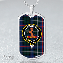 ScottishPlaid Sutherland Modern Clan Tartan Dog Tag Necklace - Crest Classic Scottish Plaid Tartan Plaid