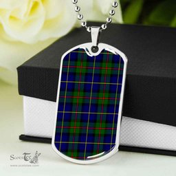 Scottish MacLeod of Harris Modern Clan Tartan Dog Tag Necklace - Classic Scottish Plaid Tartan Plaid