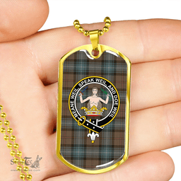 ScottishPlaid Urquhart White Lines (Urquhart Ancient) Weathered Clan Tartan Dog Tag Necklace - Crest Classic Scottish Plaid Tartan Plaid
