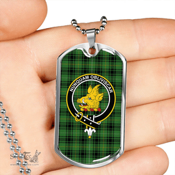 ScottishPlaid MacIver Hunting Ancient Clan Tartan Dog Tag Necklace - Crest Classic Scottish Plaid Tartan Plaid