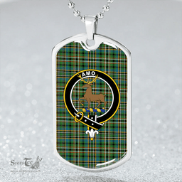 ScottishPlaid Scott Green Ancient Clan Tartan Dog Tag Necklace - Crest Classic Scottish Plaid Tartan Plaid