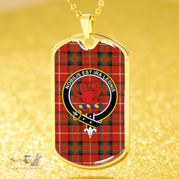 ScottishPlaid Stuart of Bute Ancient Clan Tartan Dog Tag Necklace - Crest Classic Scottish Plaid Tartan Plaid