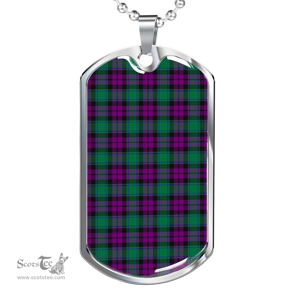 Scottish MacArthur - Milton Clan Tartan Dog Tag Necklace - Classic Scottish Plaid Tartan Plaid