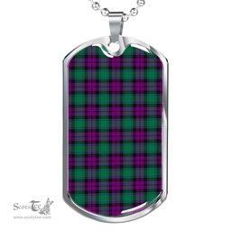 Scottish MacArthur - Milton Clan Tartan Dog Tag Necklace - Classic Scottish Plaid Tartan Plaid