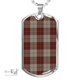 Scottish Cunningham Burgundy Dancers Clan Tartan Dog Tag Necklace - Classic Scottish Plaid Tartan Plaid