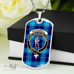 Scottish McKerrell Clan Tartan Dog Tag Necklace - Crest Classic Scottish Plaid Tartan Plaid