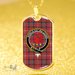 ScottishPlaid Stuart of Bute Weathered Clan Tartan Dog Tag Necklace - Crest Classic Scottish Plaid Tartan Plaid