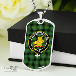 ScottishPlaid MacIver Hunting Ancient Clan Tartan Dog Tag Necklace - Crest Classic Scottish Plaid Tartan Plaid
