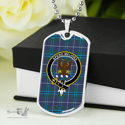 ScottishPlaid Sandilands Clan Tartan Dog Tag Necklace - Crest Classic Scottish Plaid Tartan Plaid