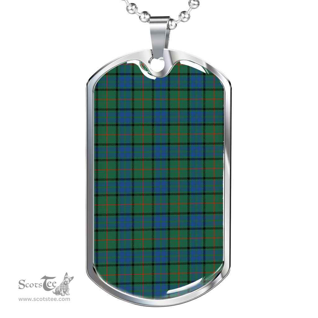 Scottish Lauder Clan Tartan Dog Tag Necklace - Classic Scottish Plaid Tartan Plaid