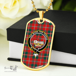 ScottishPlaid MacDonald of Glenaladale (Donald of Glenaladale) 2006 Modern Clan Tartan Dog Tag Necklace - Crest Classic Scottish Plaid Tartan Plaid