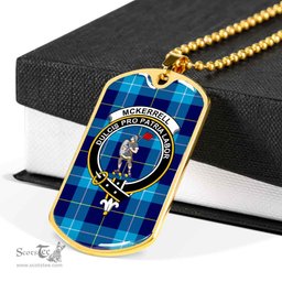 Scottish McKerrell Clan Tartan Dog Tag Necklace - Crest Classic Scottish Plaid Tartan Plaid