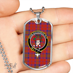 ScottishPlaid Ross Old Ancient Clan Tartan Dog Tag Necklace - Crest Classic Scottish Plaid Tartan Plaid