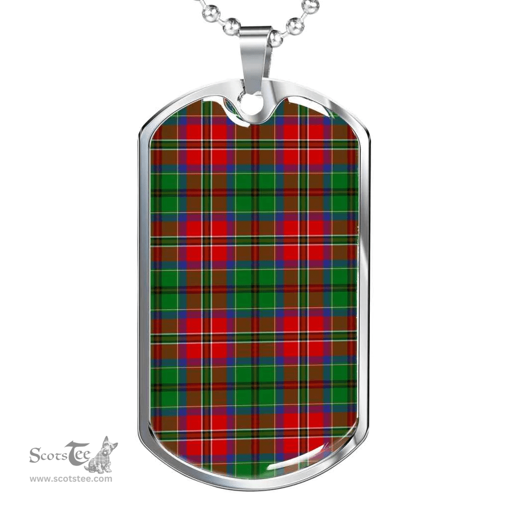 Scottish McCulloch Clan Tartan Dog Tag Necklace - Classic Scottish Plaid Tartan Plaid