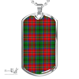 Scottish McCulloch Clan Tartan Dog Tag Necklace - Classic Scottish Plaid Tartan Plaid