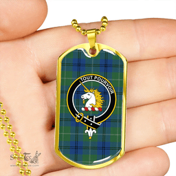 ScottishPlaid Oliphant Modern Clan Tartan Dog Tag Necklace - Crest Classic Scottish Plaid Tartan Plaid
