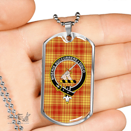 ScottishPlaid MacMillan Dress Ancient Clan Tartan Dog Tag Necklace - Crest Classic Scottish Plaid Tartan Plaid
