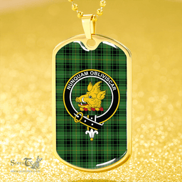 ScottishPlaid MacIver Hunting Ancient Clan Tartan Dog Tag Necklace - Crest Classic Scottish Plaid Tartan Plaid