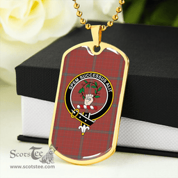 ScottishPlaid Ross David Weathered Clan Tartan Dog Tag Necklace - Crest Classic Scottish Plaid Tartan Plaid
